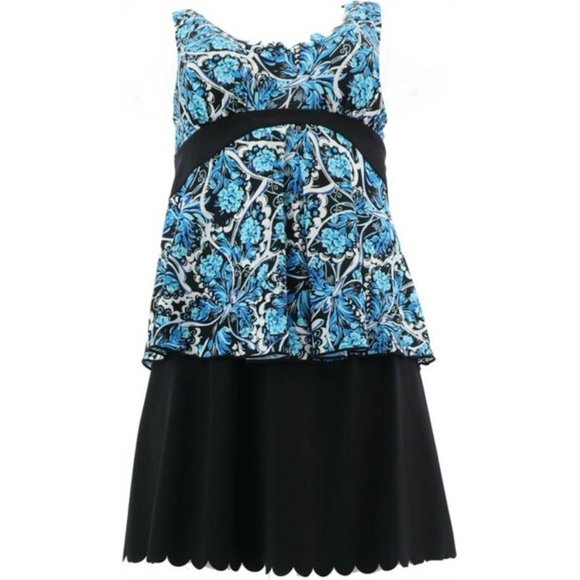 NWT $98 2PC Fit 4 U Scallop V-Neck Tankini with Skirt - Picture 2 of 3